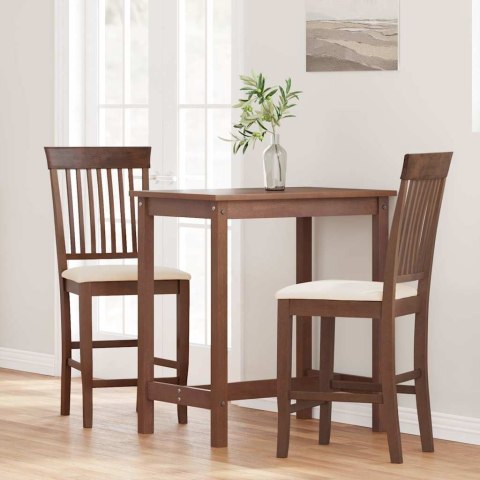 HOKERY BAROWE Z PODUSZKAMI 2 SZT. BRĄZOWE LITE DREWNO GUMOWE