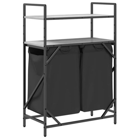 KOSZ NA PRANIE 2 PRZEGRODY Z PÓŁKAMI SZARY DĄB SONOMA