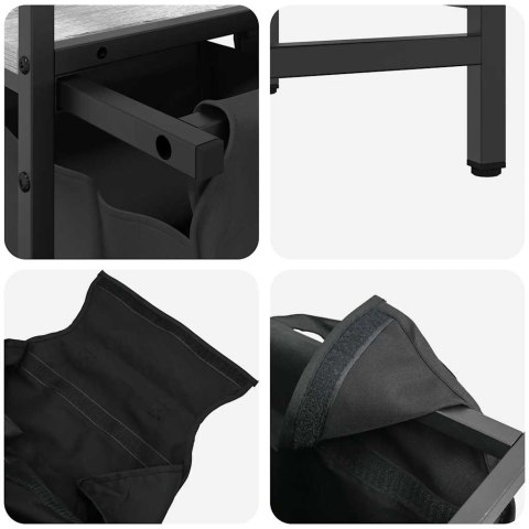 KOSZ NA PRANIE 2 PRZEGRODY Z PÓŁKAMI SZARY DĄB SONOMA