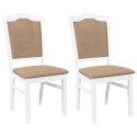 KRZESŁA DO JADALNI Z PODUSZKAMI 2 SZT. BIAŁE LITE DREWNO KAUCZUKOWE