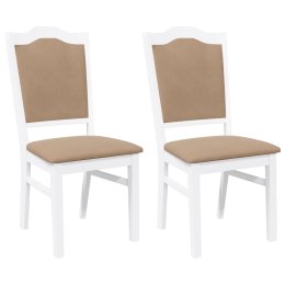 KRZESŁA DO JADALNI Z PODUSZKAMI 2 SZT. BIAŁE LITE DREWNO KAUCZUKOWE