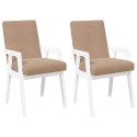 KRZESŁA DO JADALNI Z PODUSZKAMI 2 SZT. BIAŁE LITE DREWNO GUMOWE
