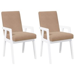 KRZESŁA DO JADALNI Z PODUSZKAMI 2 SZT. BIAŁE LITE DREWNO GUMOWE