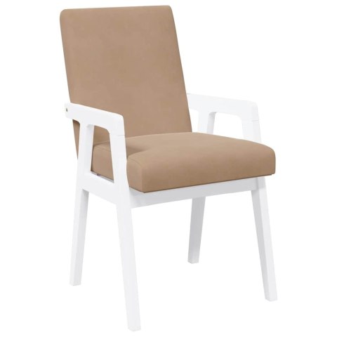 KRZESŁA DO JADALNI Z PODUSZKAMI 2 SZT. BIAŁE LITE DREWNO GUMOWE