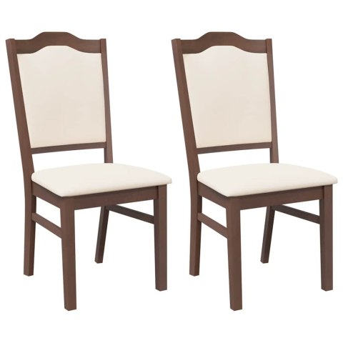 KRZESŁA DO JADALNI Z PODUSZKAMI 2 SZT. LITE DREWNO KAUCZUKOWE