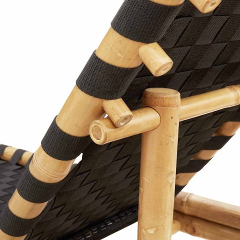 LEŻAK Z CZARNĄ TKANĄ TAŚMĄ 55X200X30CM BAMBUS