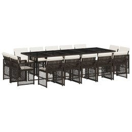 15-CZ. ZESTAW MEBLI OGRODOWYCH Z PODUSZKAMI BRĄZOWY RATTAN PE