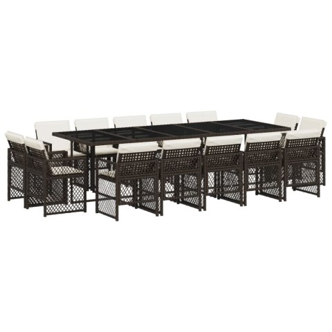 15-CZ. ZESTAW MEBLI OGRODOWYCH Z PODUSZKAMI BRĄZOWY RATTAN PE