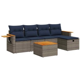 6-CZ. ZESTAW MEBLI OGRODOWYCH Z PODUSZKAMI SZARY POLIRATTAN