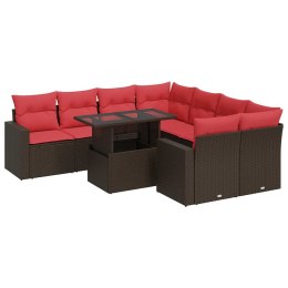 9-CZ. ZESTAW MEBLI Z PODUSZKAMI BRĄZOWY POLIRATTAN I AKACJA