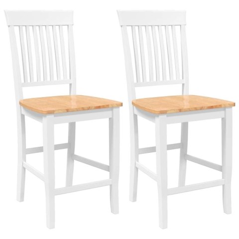 HOKERY BAROWE 2 SZT. BIAŁE LITE DREWNO GUMOWE