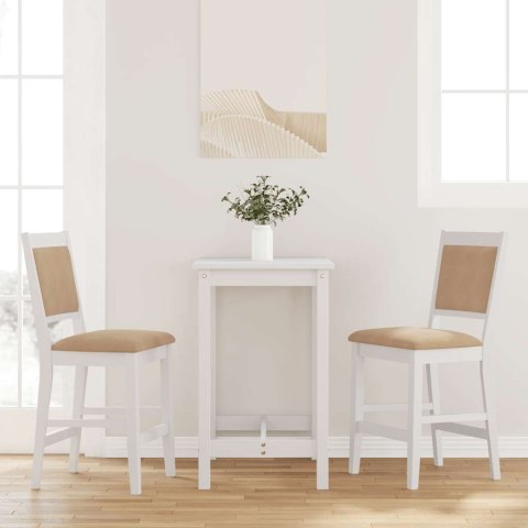 HOKERY BAROWE Z PODUSZKAMI 2 SZT. BIAŁE LITE DREWNO GUMOWE