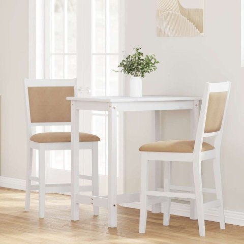 HOKERY BAROWE Z PODUSZKAMI 2 SZT. BIAŁE LITE DREWNO GUMOWE