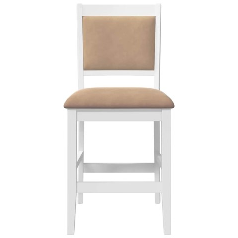 HOKERY BAROWE Z PODUSZKAMI 2 SZT. BIAŁE LITE DREWNO GUMOWE