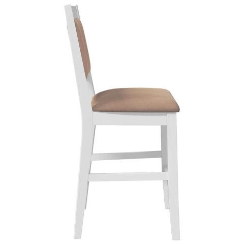 HOKERY BAROWE Z PODUSZKAMI 2 SZT. BIAŁE LITE DREWNO GUMOWE