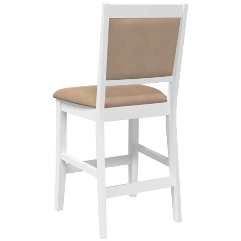 HOKERY BAROWE Z PODUSZKAMI 2 SZT. BIAŁE LITE DREWNO GUMOWE