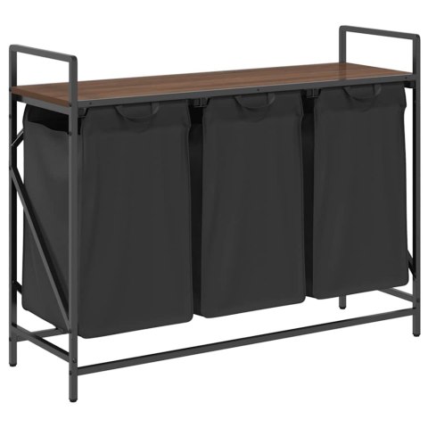 KOSZ NA PRANIE 3 PRZEGRODY Z PÓŁKĄ BRĄZOWY DĄB