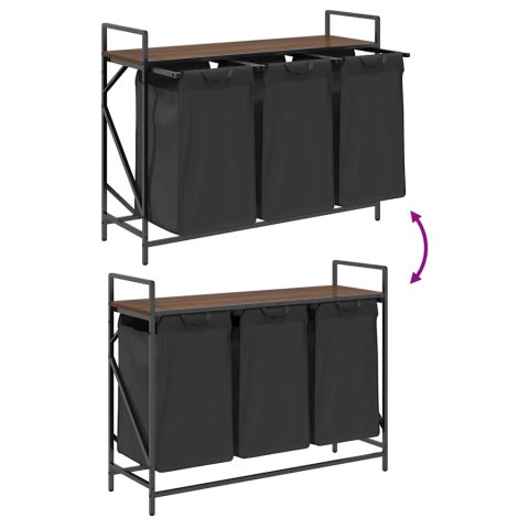 KOSZ NA PRANIE 3 PRZEGRODY Z PÓŁKĄ BRĄZOWY DĄB