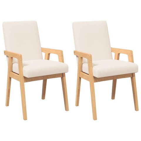 KRZESŁA DO JADALNI Z PODUSZKAMI 2 SZT. LITE DREWNO KAUCZUKOWE