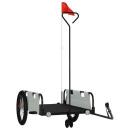 PRZYCZEPKA ROWEROWA SZARO-CZARNA TKANINA OXFORD I ŻELAZO