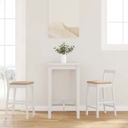 HOKERY BAROWE Z PODUSZKAMI 2 SZT. BIAŁE LITE DREWNO GUMOWE