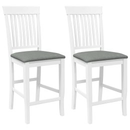 HOKERY BAROWE Z PODUSZKAMI 2 SZT. BIAŁE LITE DREWNO GUMOWE