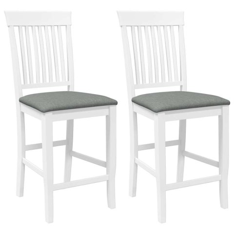 HOKERY BAROWE Z PODUSZKAMI 2 SZT. BIAŁE LITE DREWNO GUMOWE