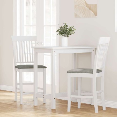 HOKERY BAROWE Z PODUSZKAMI 2 SZT. BIAŁE LITE DREWNO GUMOWE