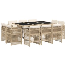 11-CZ. ZESTAW MEBLI OGRODOWYCH Z PODUSZKAMI BEŻOWY POLIRATTAN