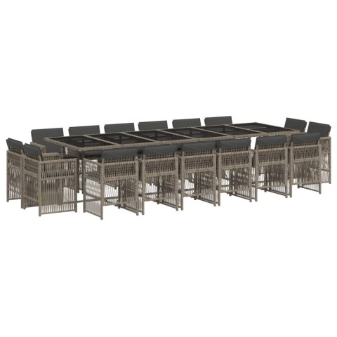 17-CZ. ZESTAW MEBLI OGRODOWYCH Z PODUSZKAMI SZARY RATTAN PE