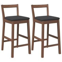 HOKERY BAROWE Z PODUSZKAMI 2 SZT. BRĄZOWE LITE DREWNO GUMOWE