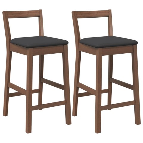 HOKERY BAROWE Z PODUSZKAMI 2 SZT. BRĄZOWE LITE DREWNO GUMOWE