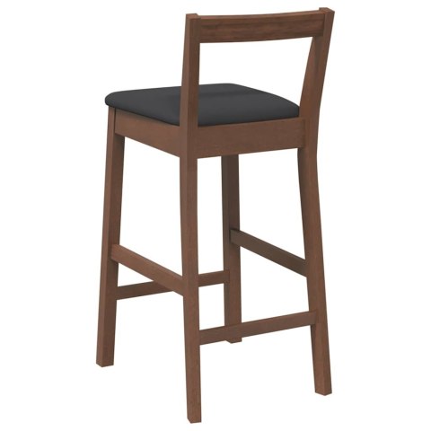 HOKERY BAROWE Z PODUSZKAMI 2 SZT. BRĄZOWE LITE DREWNO GUMOWE