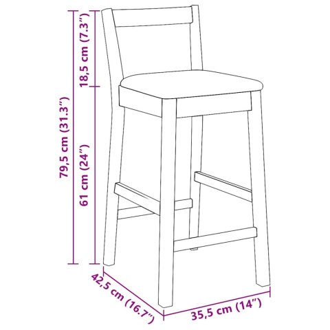HOKERY BAROWE Z PODUSZKAMI 2 SZT. BRĄZOWE LITE DREWNO GUMOWE