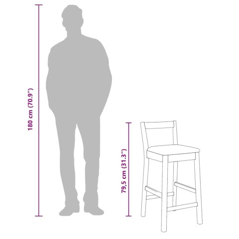 HOKERY BAROWE Z PODUSZKAMI 2 SZT. BRĄZOWE LITE DREWNO GUMOWE