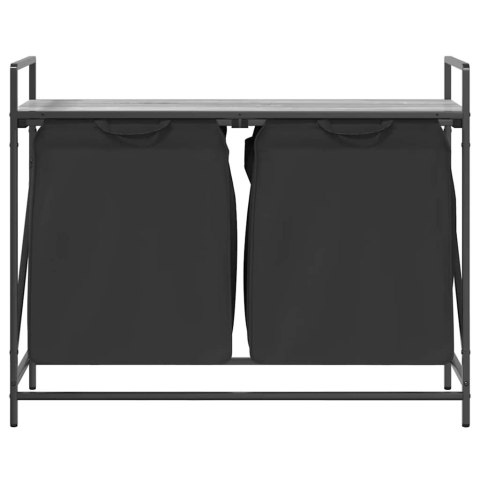 KOSZ NA PRANIE 2 PRZEGRODY Z PÓŁKĄ SZARY DĄB SONOMA