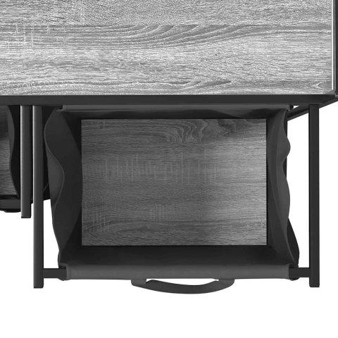 KOSZ NA PRANIE 2 PRZEGRODY Z PÓŁKĄ SZARY DĄB SONOMA