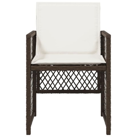 KRZESŁA OGRODOWE Z PODUSZKAMI 4 SZT. BRĄZOWE POLIRATTAN