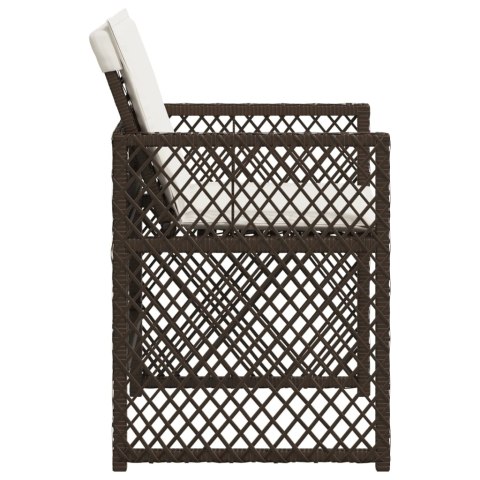 KRZESŁA OGRODOWE Z PODUSZKAMI 4 SZT. BRĄZOWE POLIRATTAN