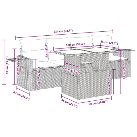 5-CZ. ZESTAW WYPOCZYNKOWY DO OGRODU PODUSZKI POLIRATTAN AKACJA