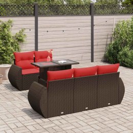 6-CZ. ZESTAW MEBLI Z PODUSZKAMI BRĄZOWY POLIRATTAN I AKACJA