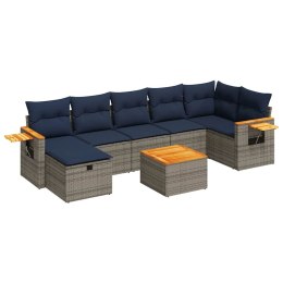 8-CZ. ZESTAW MEBLI OGRODOWYCH Z PODUSZKAMI SZARY POLIRATTAN