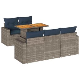 6-CZ. ZESTAW MEBLI OGRODOWYCH Z PODUSZKAMI SZARY POLIRATTAN