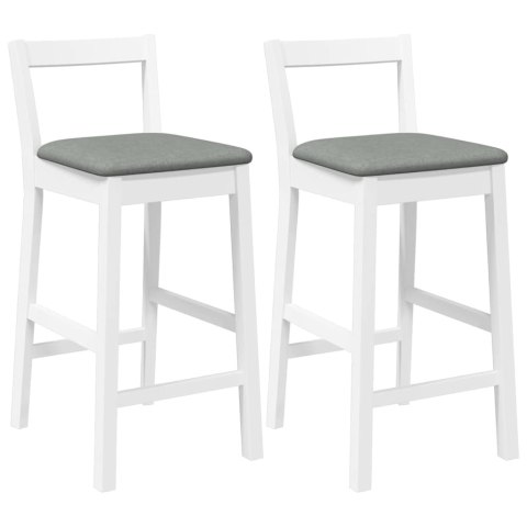 HOKERY BAROWE Z PODUSZKAMI 2 SZT. BIAŁE LITE DREWNO GUMOWE