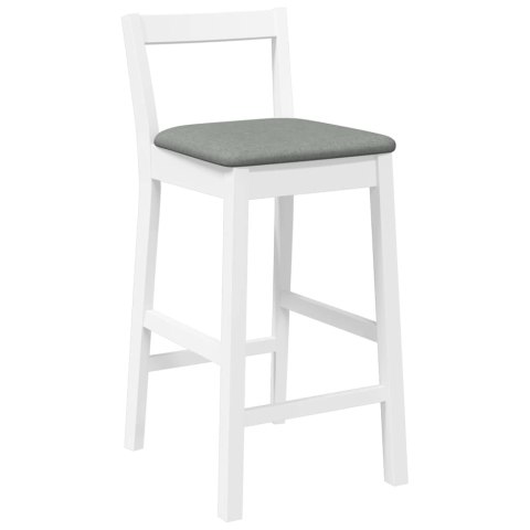 HOKERY BAROWE Z PODUSZKAMI 2 SZT. BIAŁE LITE DREWNO GUMOWE