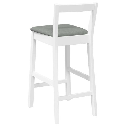 HOKERY BAROWE Z PODUSZKAMI 2 SZT. BIAŁE LITE DREWNO GUMOWE