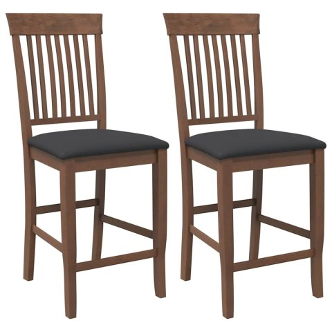 HOKERY BAROWE Z PODUSZKAMI 2 SZT. BRĄZOWE LITE DREWNO GUMOWE