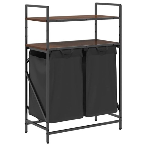 KOSZ NA PRANIE 2 PRZEGRODY Z PÓŁKAMI BRĄZOWY DĄB