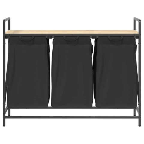 KOSZ NA PRANIE 3 PRZEGRODY Z PÓŁKĄ DĄB SONOMA