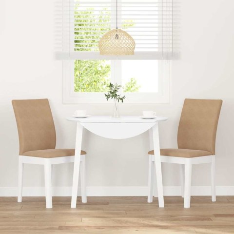 KRZESŁA DO JADALNI Z PODUSZKAMI 2 SZT. BIAŁE LITE DREWNO KAUCZUKOWE